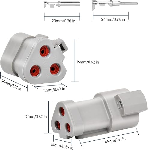 Miniatura 22 de Conector de 2 pines (kit de 6), conectores eléctricos automotrices de 18 AWG, conectores de cable impermeables, conectores eléctricos de 2 pines