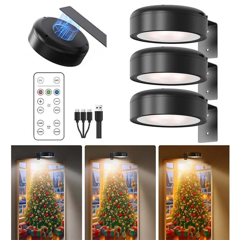 Gaethra 3 Stück Bilderleuchte Kabellos, Magnetisches Bildbeleuchtung mit...