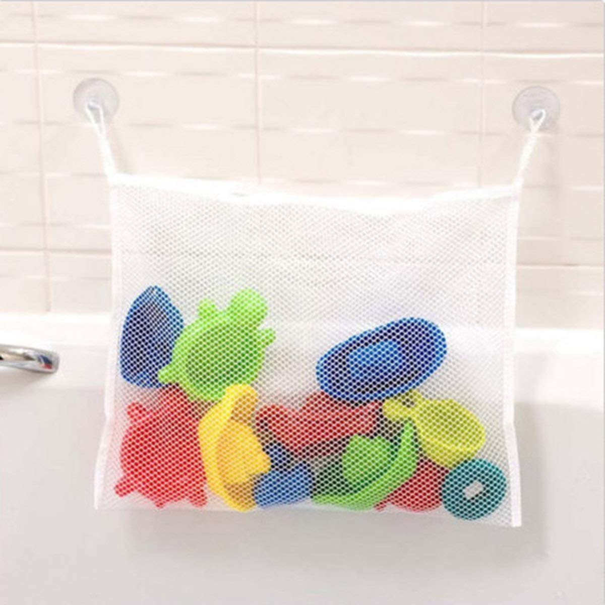 DEALPEAK Bath Toy Organizer Mesh Bag Baby Bathtub Hanging Storage Bag Quick Drying Bathroom Shower Caddy Net Bag