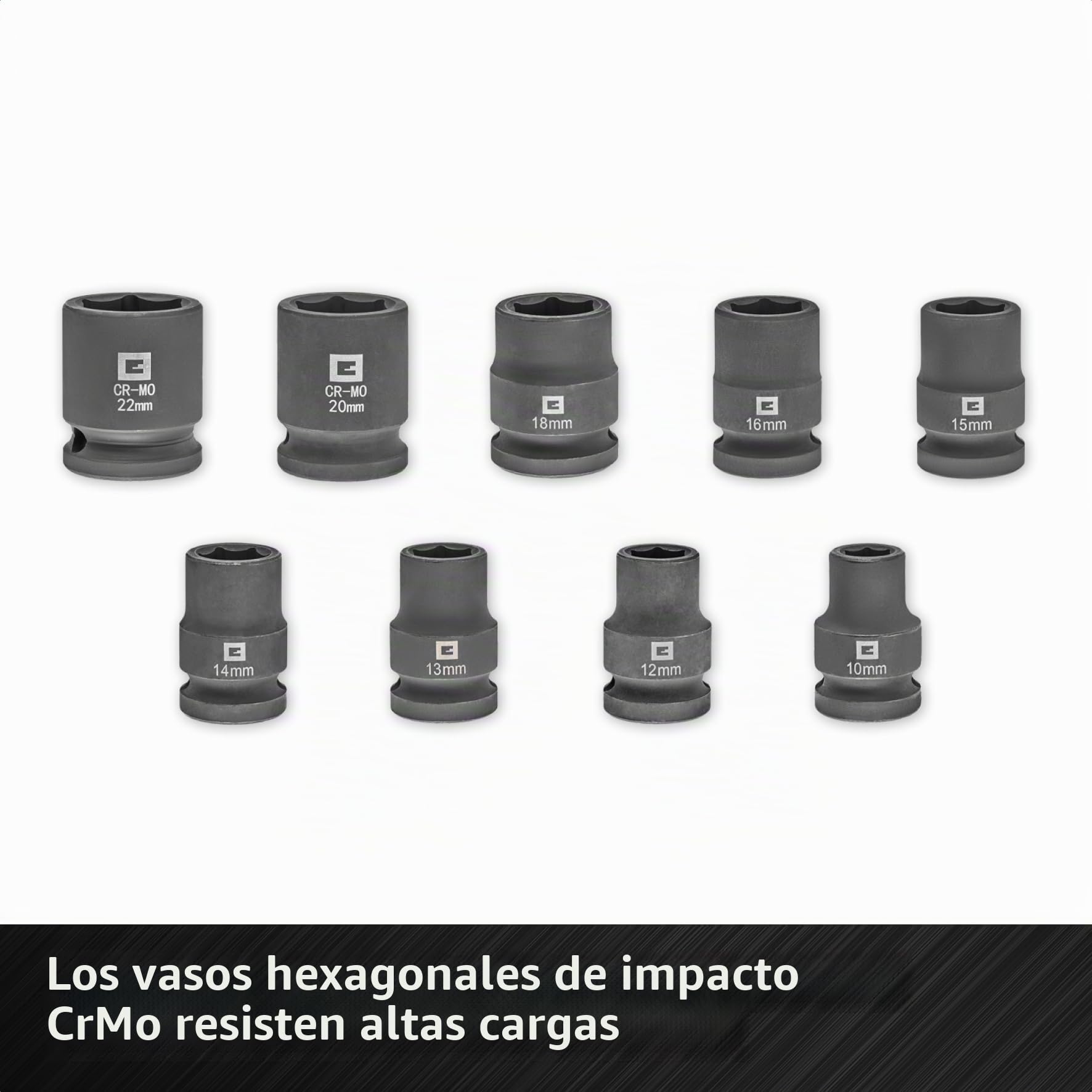 Juego de vasos de impacto Einhell original de 32 piezas (18x vasos Kraftbit de 30 mm, 9x vasos de 40 mm, 3x vasos de 80 mm, acero S2 y CrMo, funda de plástico, para automoción)