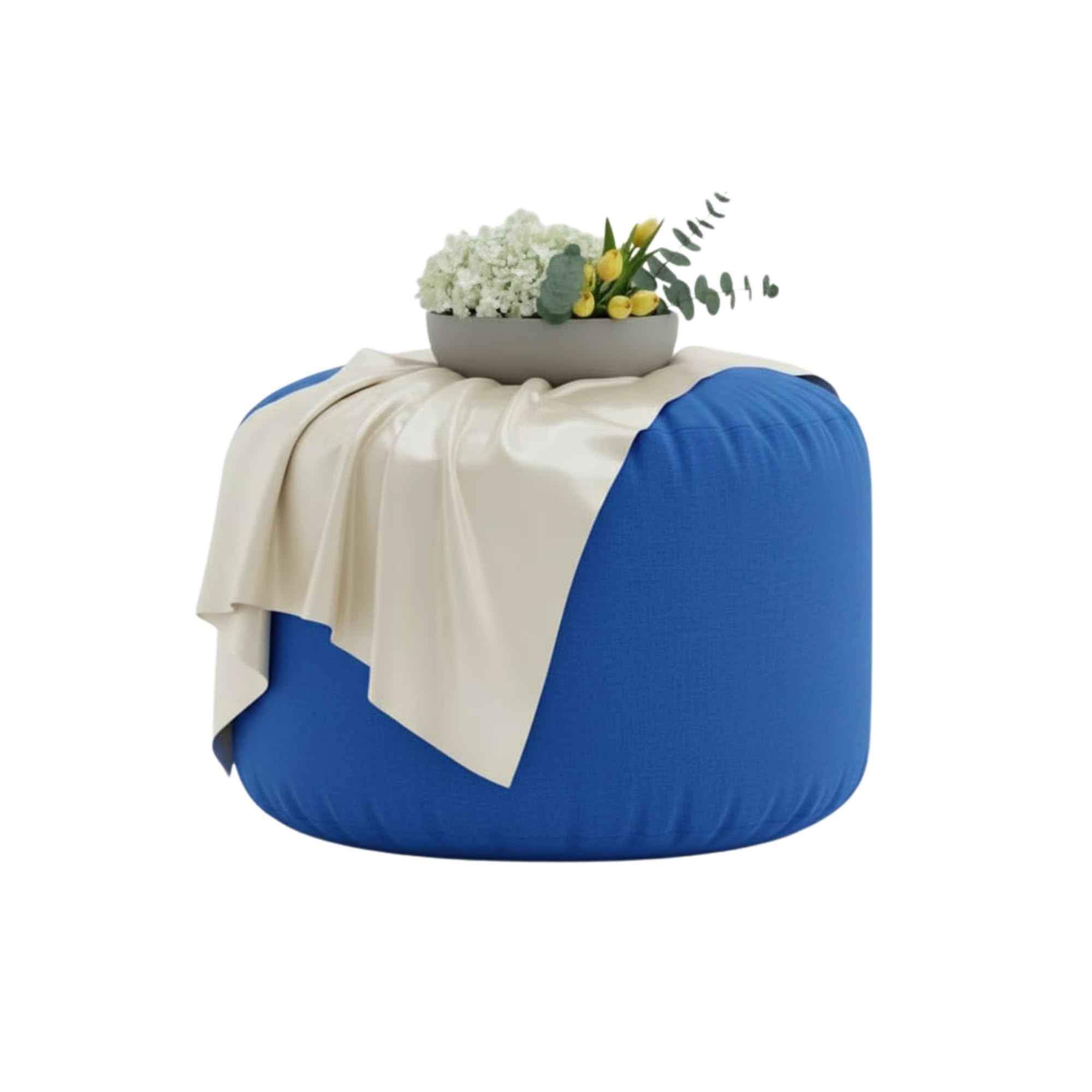 Kosiproducts Beanbag Ottoman Footstool Round Pouf Chair Pouffe Water Resistant 100% soft luxury Polyester (Royal Blue 45x45x25)