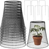 Therwen 6 cubiertas protectoras grandes de alambre de gallinero de 11 x 12 pulgadas, jaulas de plantas de