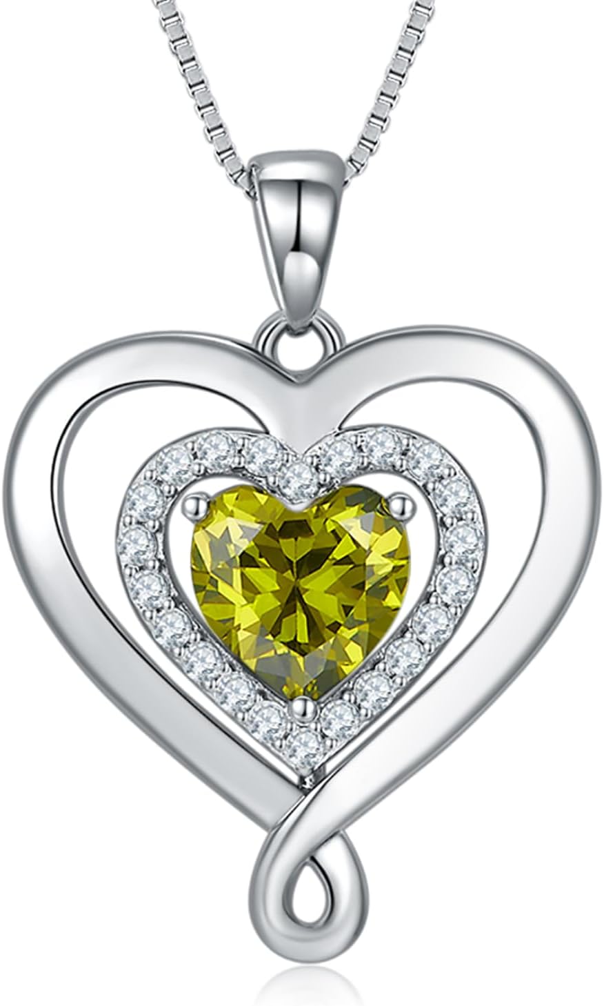 S925 Sterling Silver Jewelry for Women Infinity Heart Birthstone Love Necklace Anniversary Birthday Gifts for Wife Her Girlfriend Diamond Necklaces Gift for Mom Christmas Mother’s Day Valentine’s