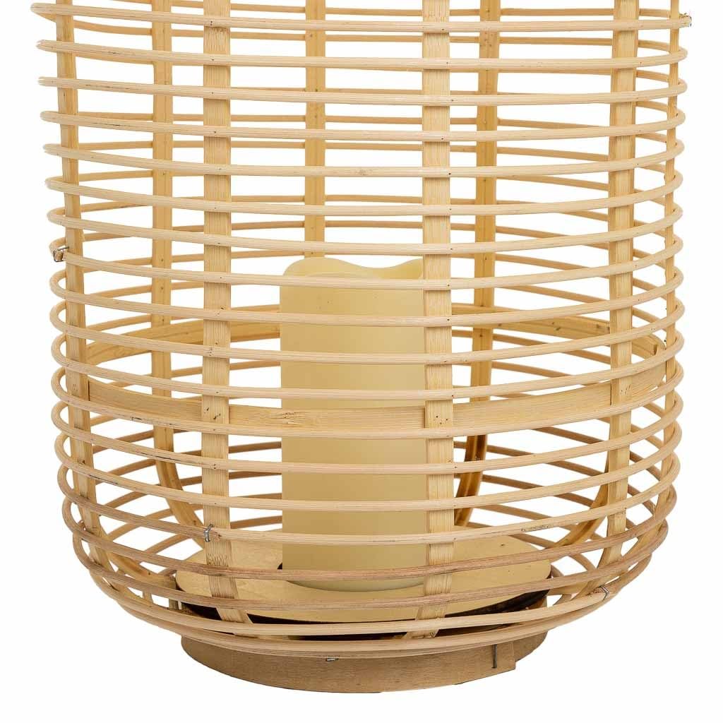 WANDERLUST DECO Farol portavelas con Vela LED de bambú y ratán Marrón d29x48
