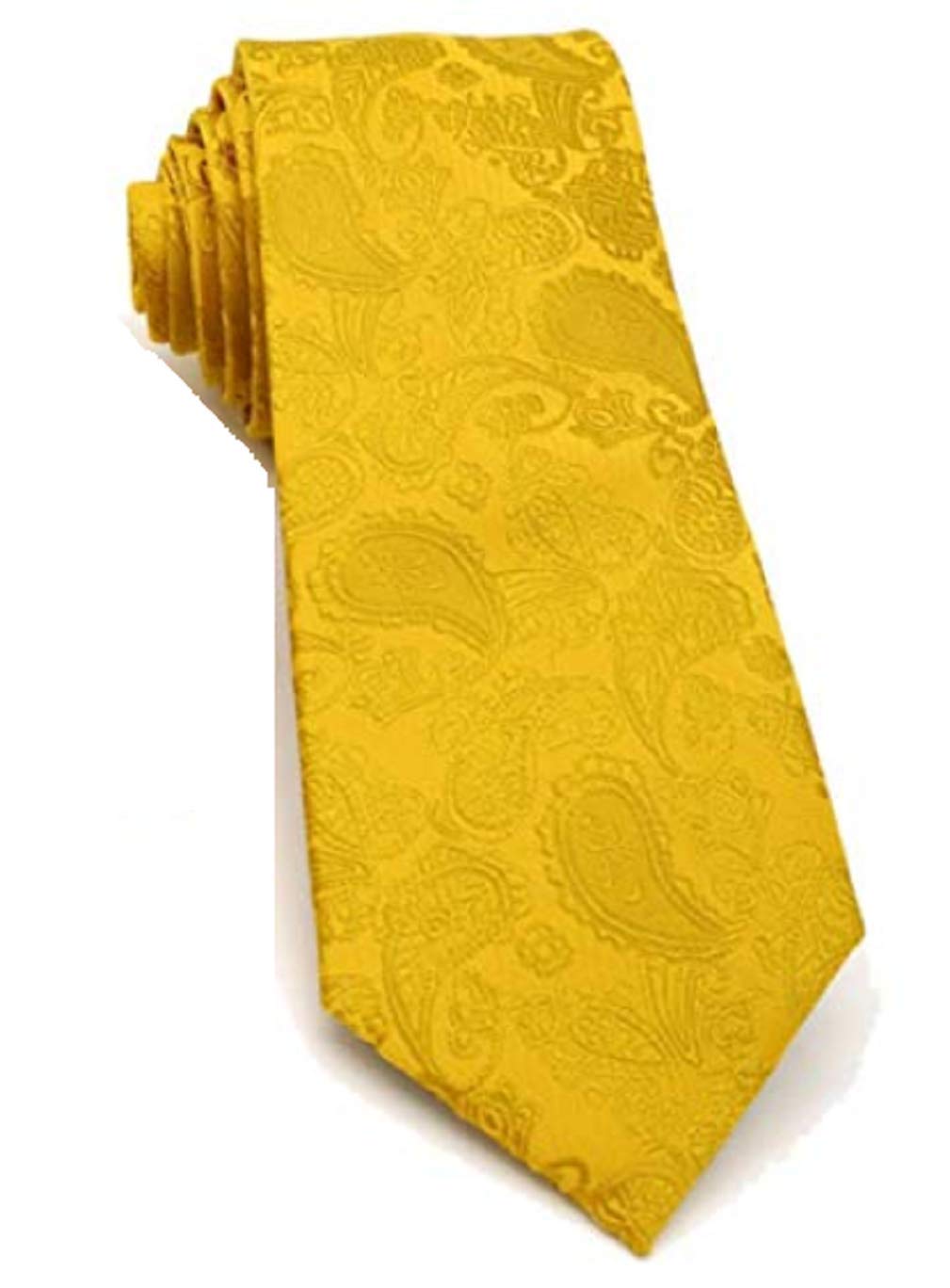 L&L® Premium Woven Paisley Jacquard Silk Tie Gift Wedding Event UK (Deep Yellow)