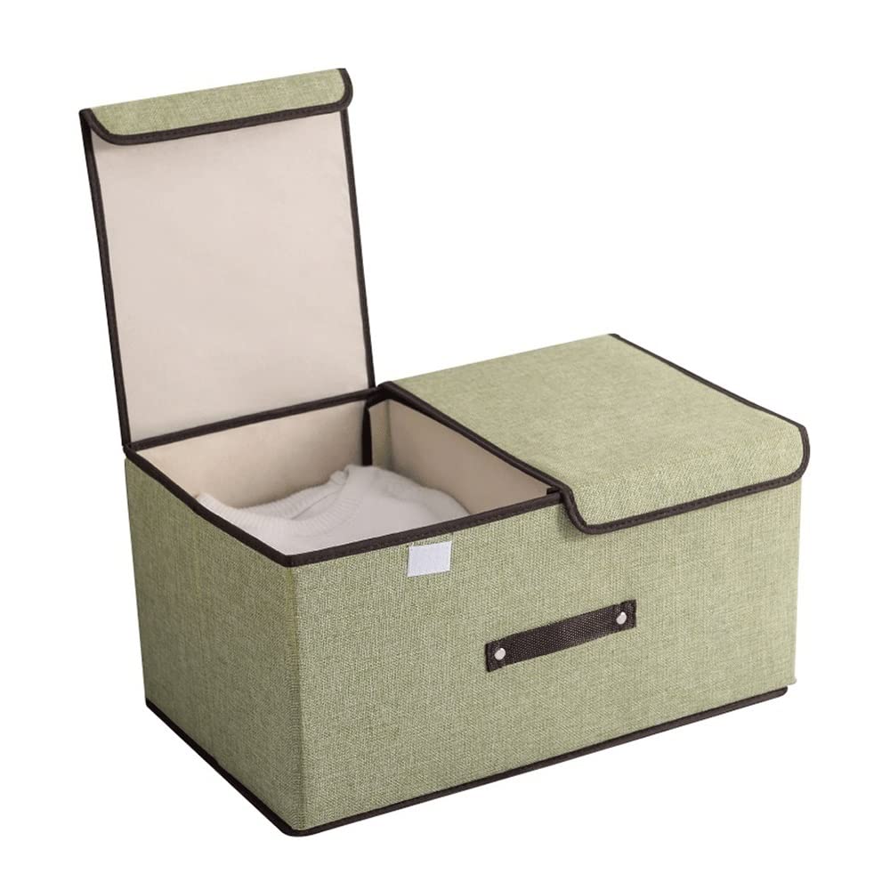 ETRGFTHU Clothes Storage Box Household Foldable Storage Box Double Cover Dust Belt Partition Design Under-bed Debris Organizer(Green,50cm*30cm*25cm)