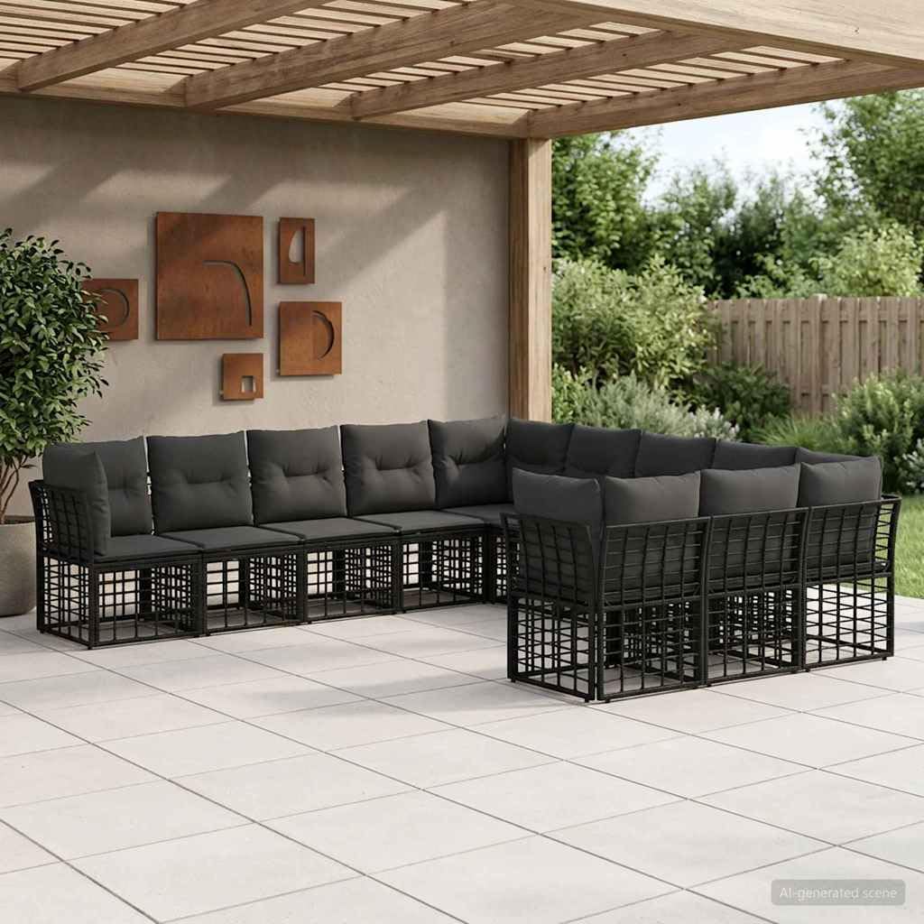 Ensemble de meubles de jardin, salon, salle à manger, balcon, terrasse, en polyrotin avec coussins résistants aux intempéries, design modulaire, pour véranda, piscine, détente, peu encombrant