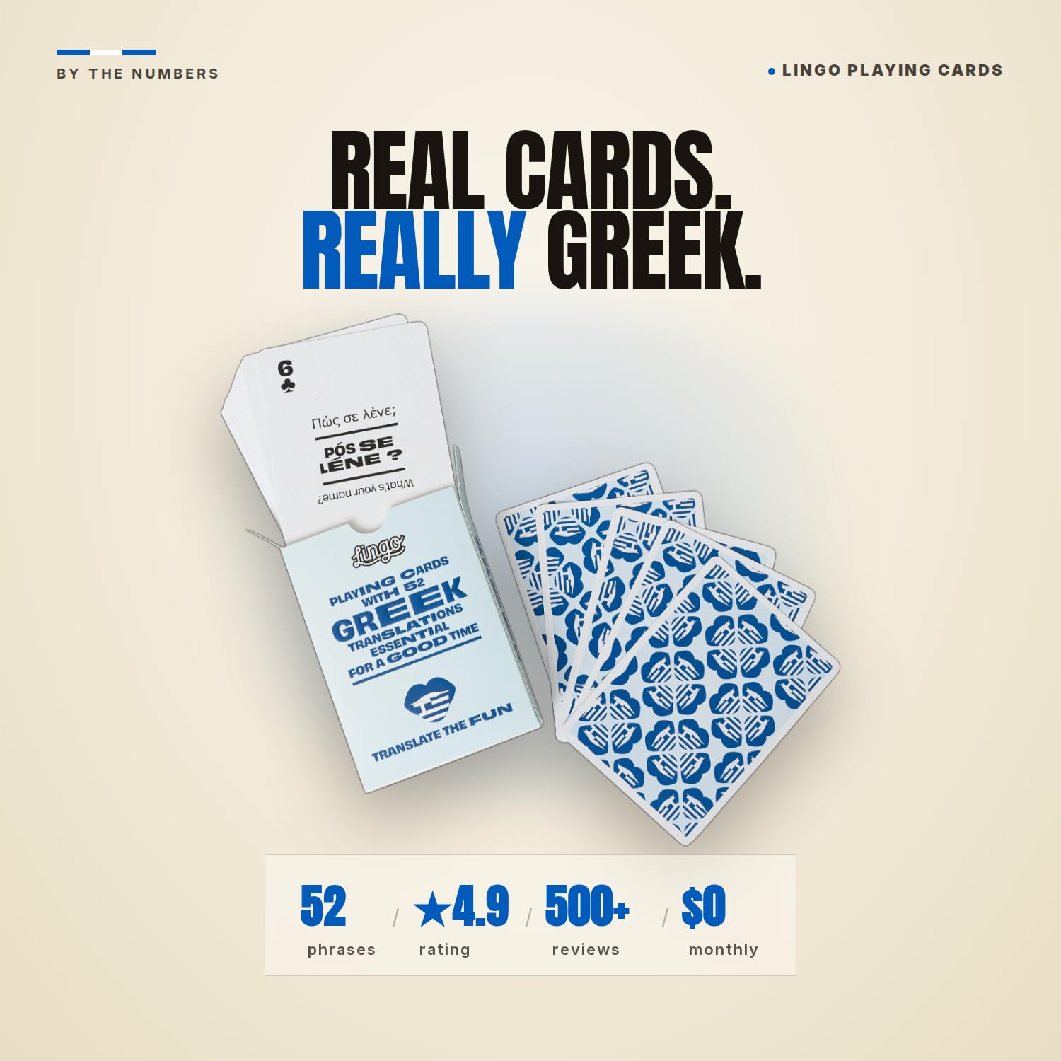 Greek Lingo Playing Cards | Travel Flashcards | Learn Greek Vocabulary in A Fun & Easy Way | 52 Essential Translations
