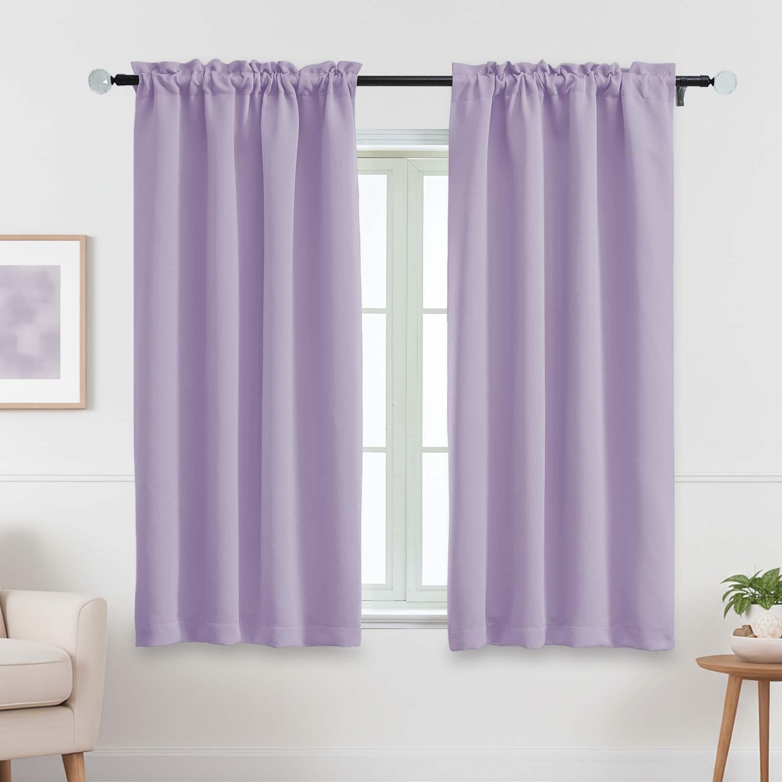 OVZME Lavender Blackout Curtains for Bedroom 63 Inch Length 2 Panels, Protect Privacy Thermal Insulated Solid Curtains for Bedroom Nursery, Dual Rod Pocket Blackout Drapes, 2x40Wx63L Inches