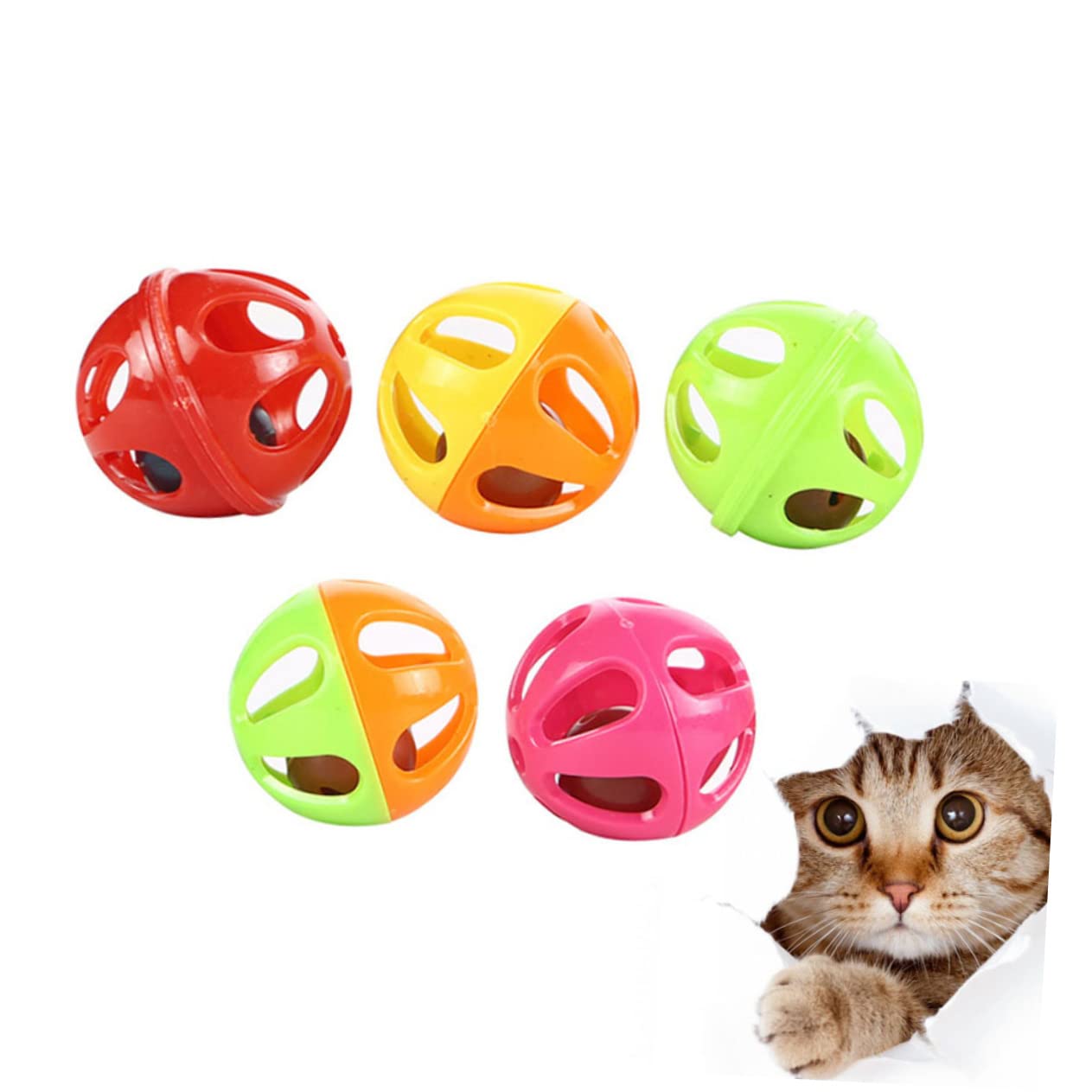 Kisangel 150stücke Katzen-Spielzeug Mit Glocke Interaktives Kreatives Katzenspielzeug Zufälligen Farben Fördert Die Neugier Und Hält Katzen Geistig