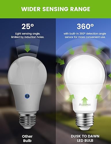 Miniatura 4 de Paquete de 2 bombillas LED del anochecer al amanecer, 13 W, 1100 lúmenes, 3000 K, luz blanca cálida, bombillas con sensor A19 E26, fotocélula de