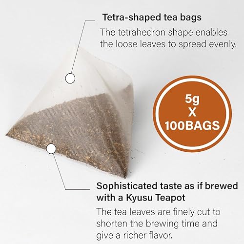 Miniatura 3 de Paquete económico de 100 bolsitas de té - Té verde tostado Hojicha a granel de JAPÓN  Japanese Tea KIMIKURA