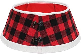 New Traditions - Buffalo Check Stand Band Christmas Tree Collar with Toggle - Black/Red