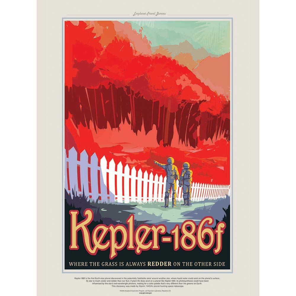 Wee Blue Coo Nasa Space Exploration Travel Advert Kepler-186F Art Print Poster Wall Decor 12X16 Inch