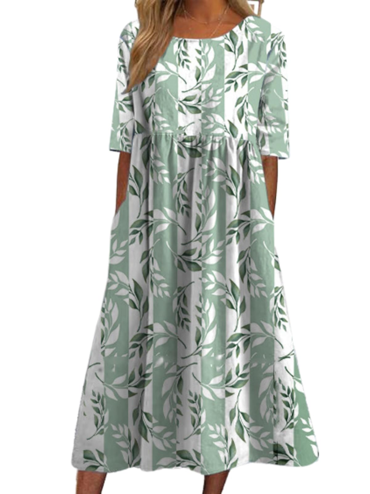 Costaric Womens Bohemian Floral Print Maxi Dress Summer Casual Loose Fit Flowy Dresses with Pockets