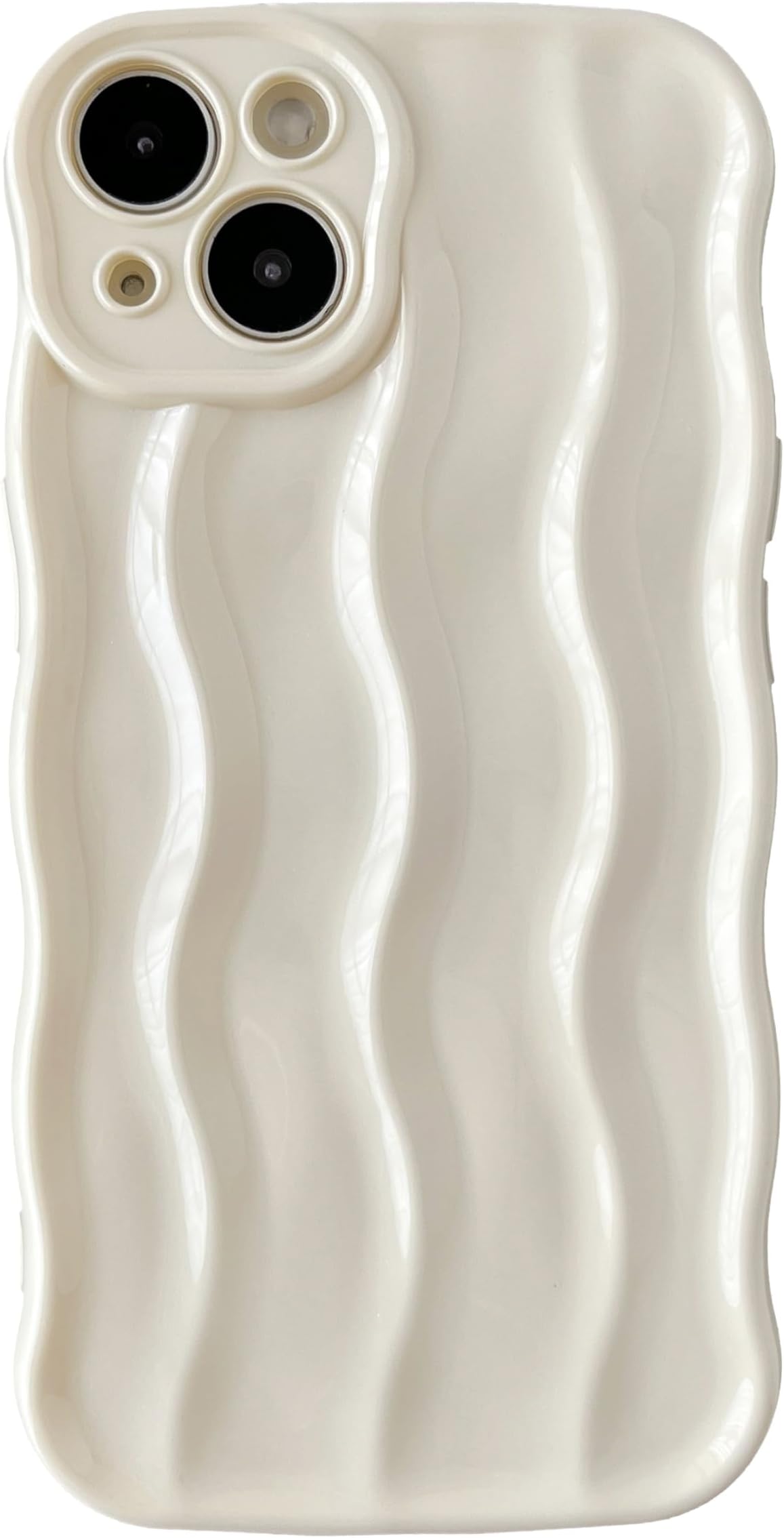 Caseative Curly Wave Pattern Frame Soft Compatible with iPhone Case (White,iPhone 13)