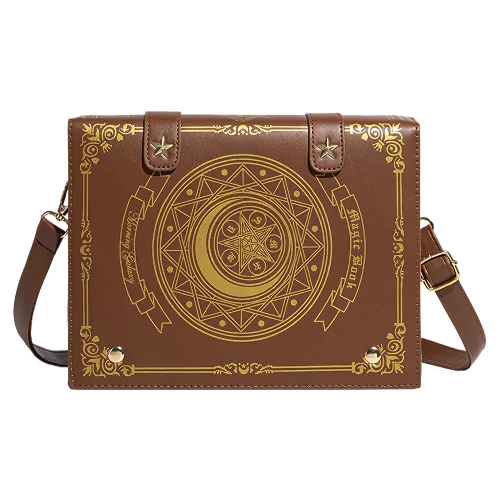 Uzztfa Women's Brown Kawaii Ita Bag, Cute Y2k Japanese Magic Book Messenger Bag, Aesthetic Shoulder Crossbody Purse For Girls