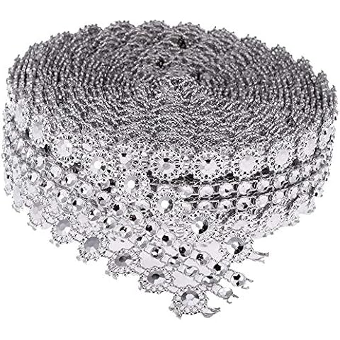 POFET Rhinestone Chain Mesh Ribbon Trim Cover