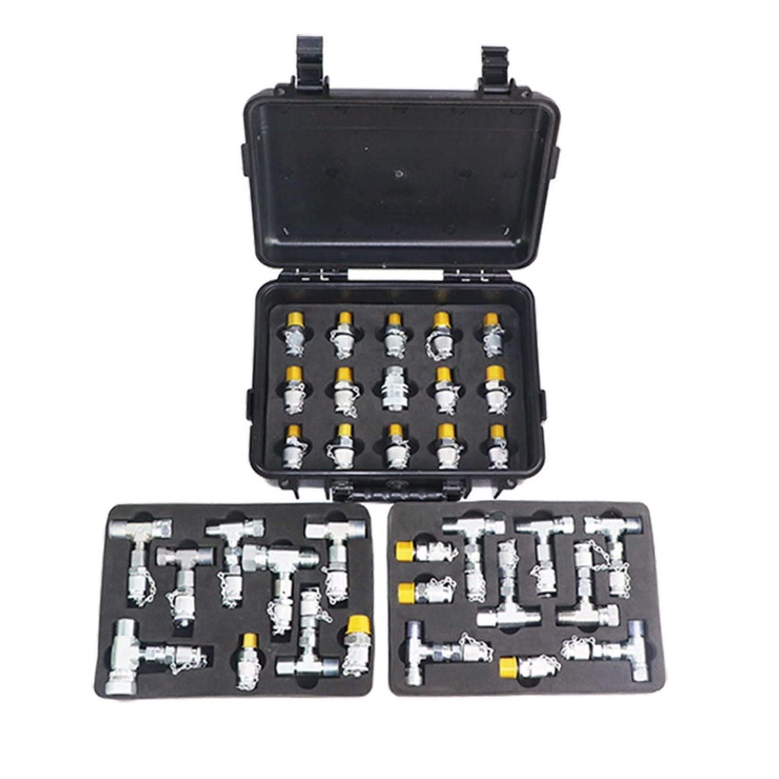 Bagger Druckmessung T-Stück Joint Pilot Test Verteilung Ventil Walking Hydraulische Wartung Druckmesser Adapter Set Für Heimwerker(Black)