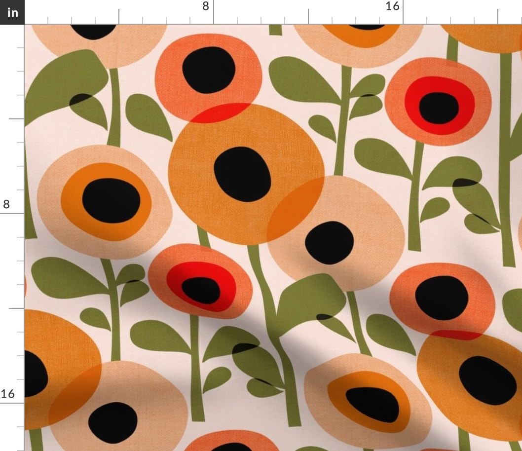 Spoonflower Fabric - Mid Century Modern Retro Vintage Orange Atomic Era 1950S 1960S Look Printed on Petal Cotton Fabric Fat Quarter - Sewing Quilting Apparel Crafts Decor