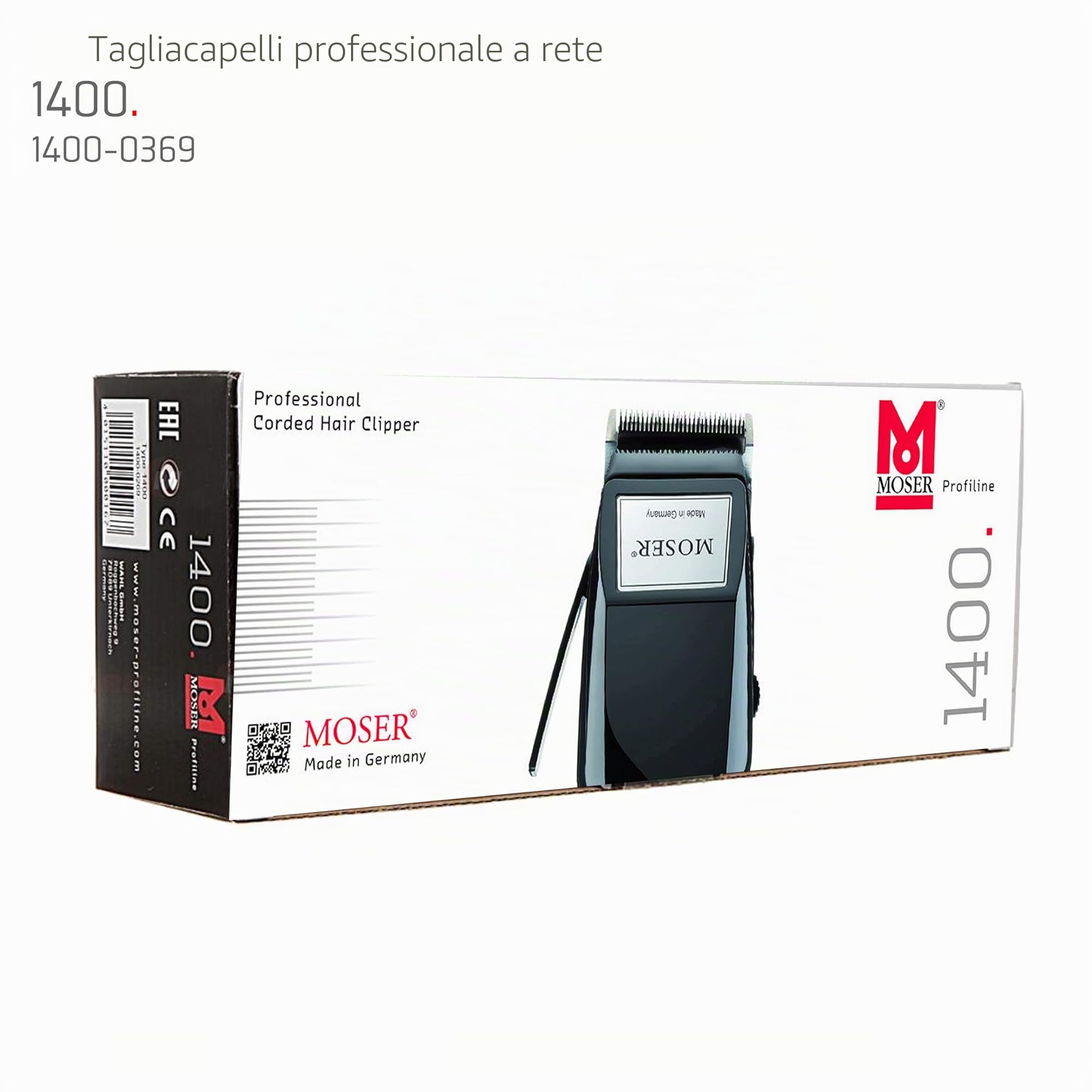 Moser 1400 tagliacapelli professionale con cavo, lame completamente in metallo per un taglio preciso, regolazione della lunghezza di taglio variabile con 5 posizioni bloccabili da 0.7 - 3 mm