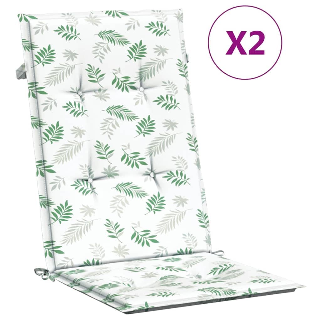 Poduszki na wysokie oparcie 2 sztuki 120 x 50 x 3 cm | 100% poliester, wypełnienie z włókna piankowego, antypoślizgowe ze sznurkami, do użytku wewnątrz i na zewnątrz