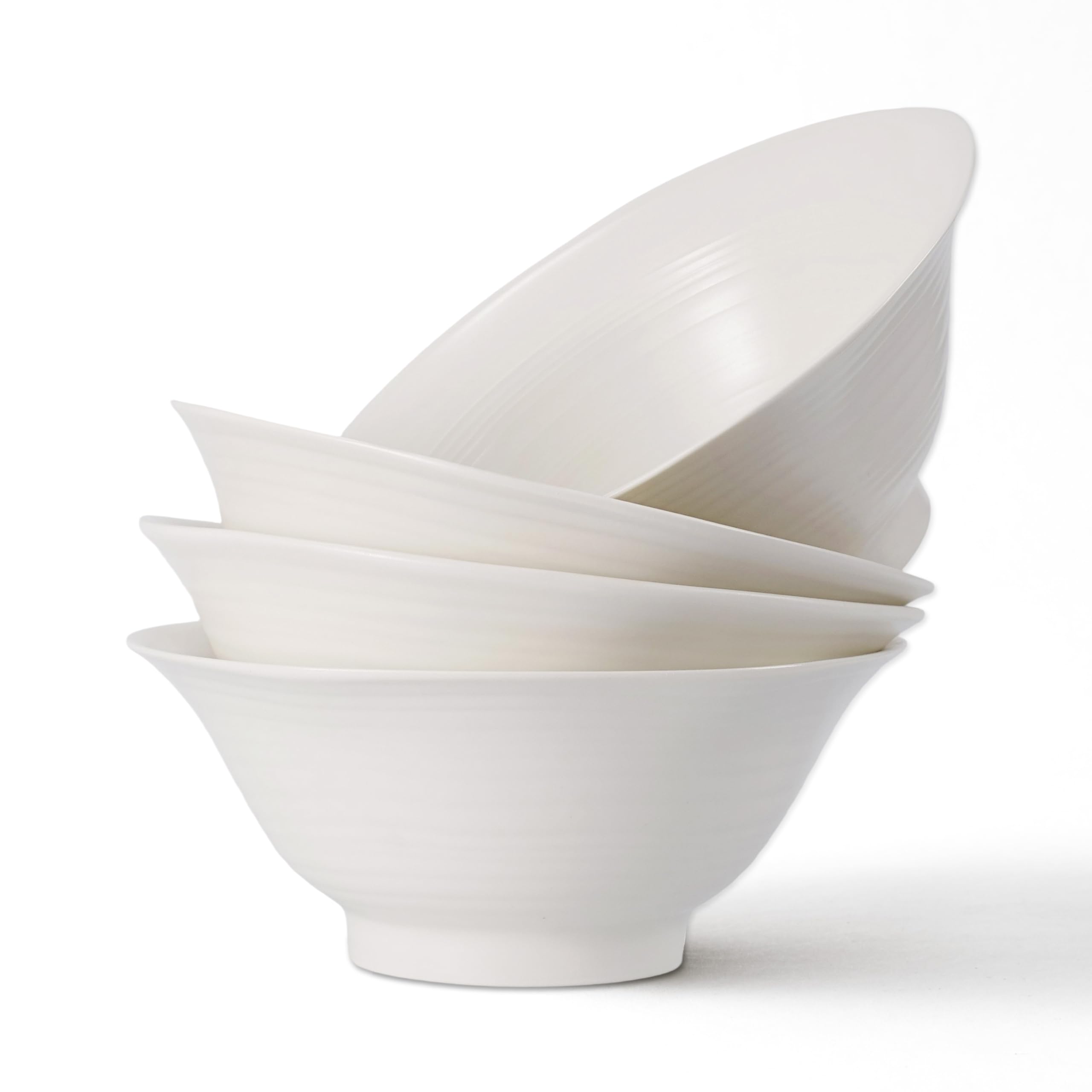 Jiwoo Ramen Lot de 4 assiettes creuses Ø 20 cm - Bol de qualité supérieure - Passe au micro-ondes - Bol à soupe japonais pour ramen, soupe, salade, spaghettis
