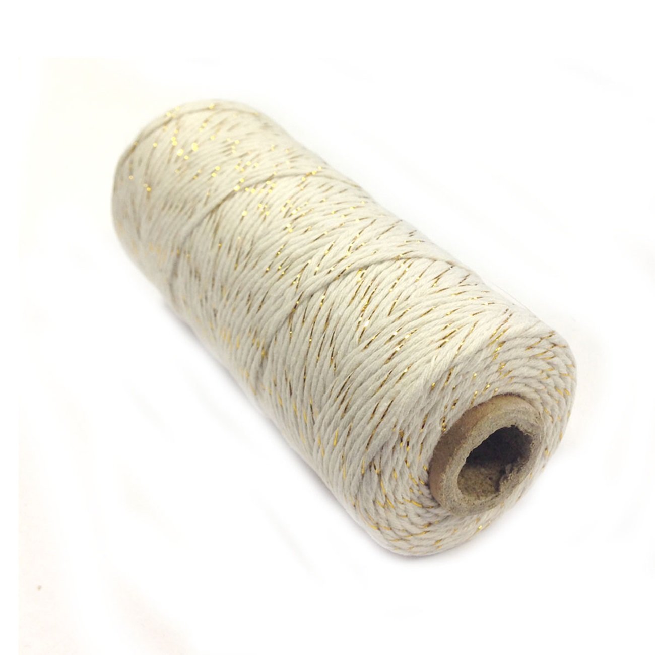 AllyDrew Cotton Baker's Twine 12ply 110 Yard, White/Gold Metalic
