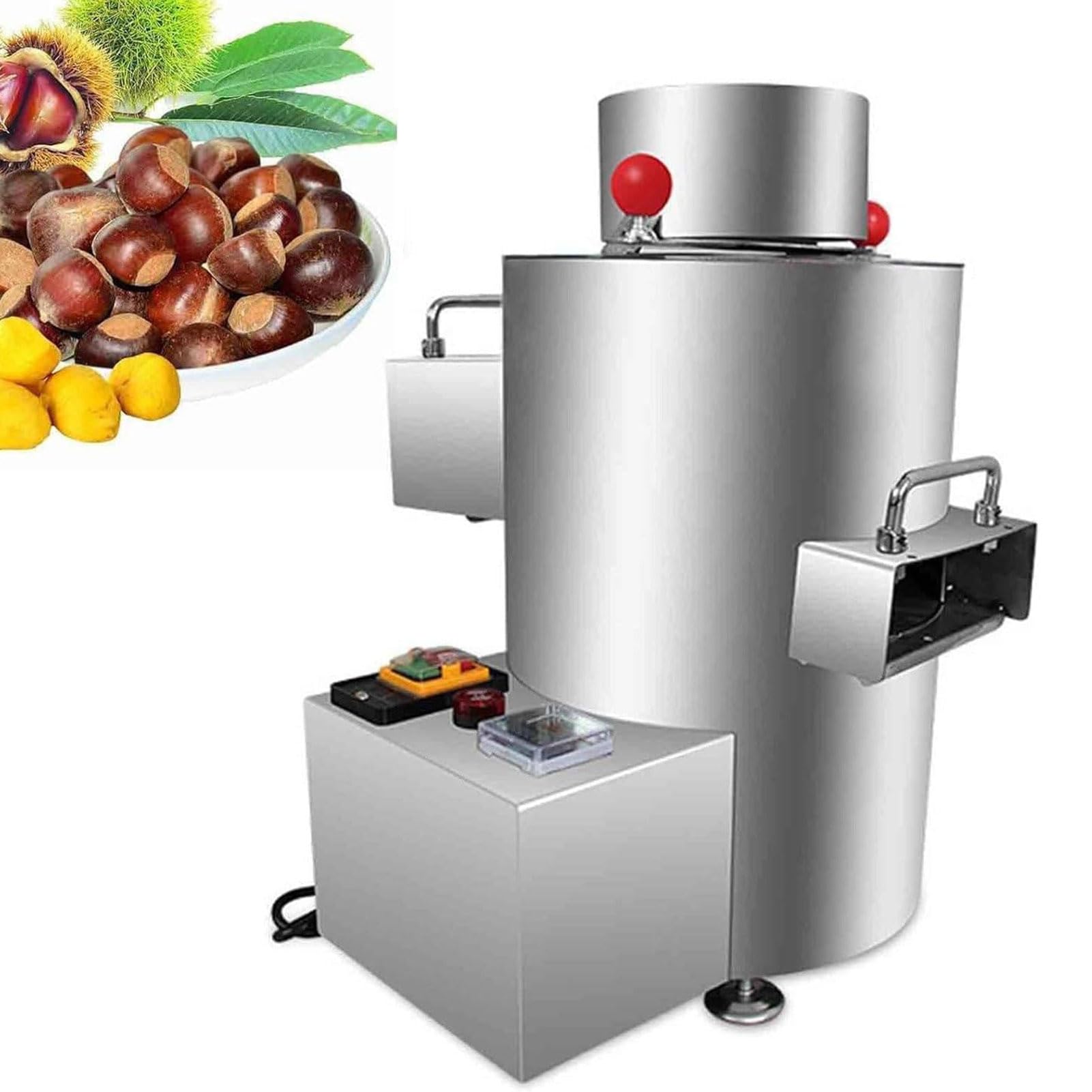Pelador eléctrico de castañas, 200 kg/h, acero inoxidable, 220 V, 8 cuchillas, diseño compacto con mango para un pelado eficiente de castañas