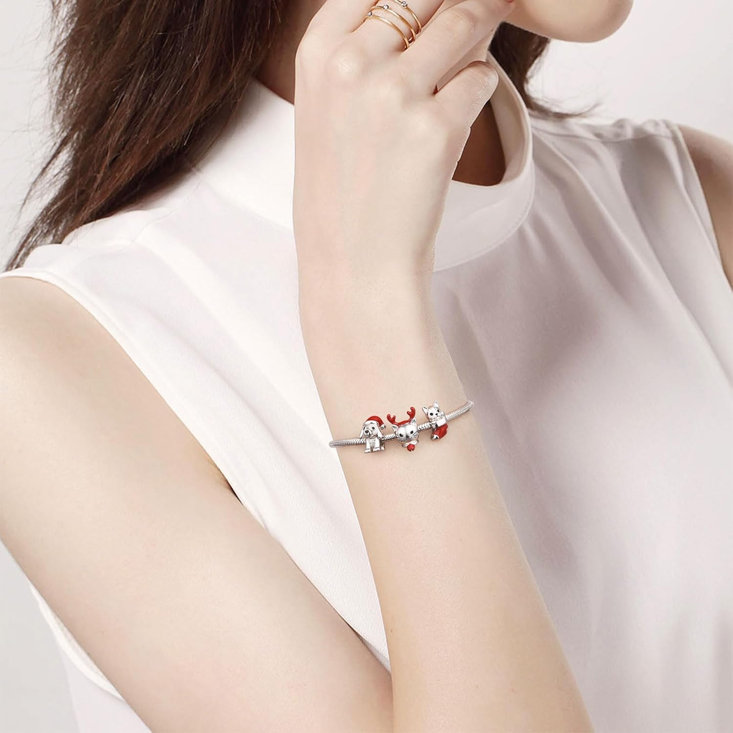 SEVENWELL Christmas Charms Fit Pandora, Works with Most Bracelets and Necklaces, Festival Jewelry Present for Women