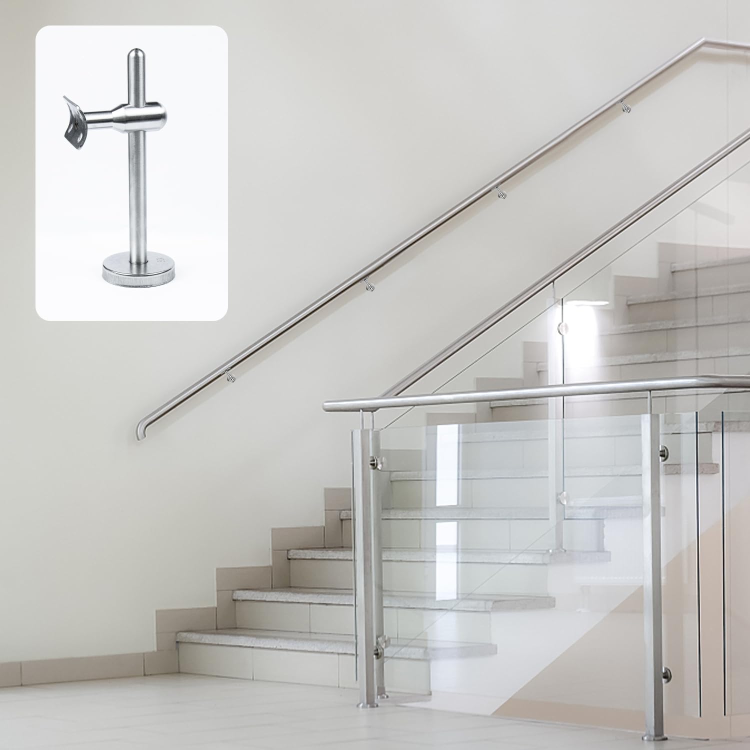 Soporte Pasamanos Ajustable Acero Inoxidable, 2 Piezas Soportes Baranda Barandilla Pasamano, Barandillas Accesorios Escaleras, para Protección de Seguridad en Escaleras, Pasillos, Baños etc