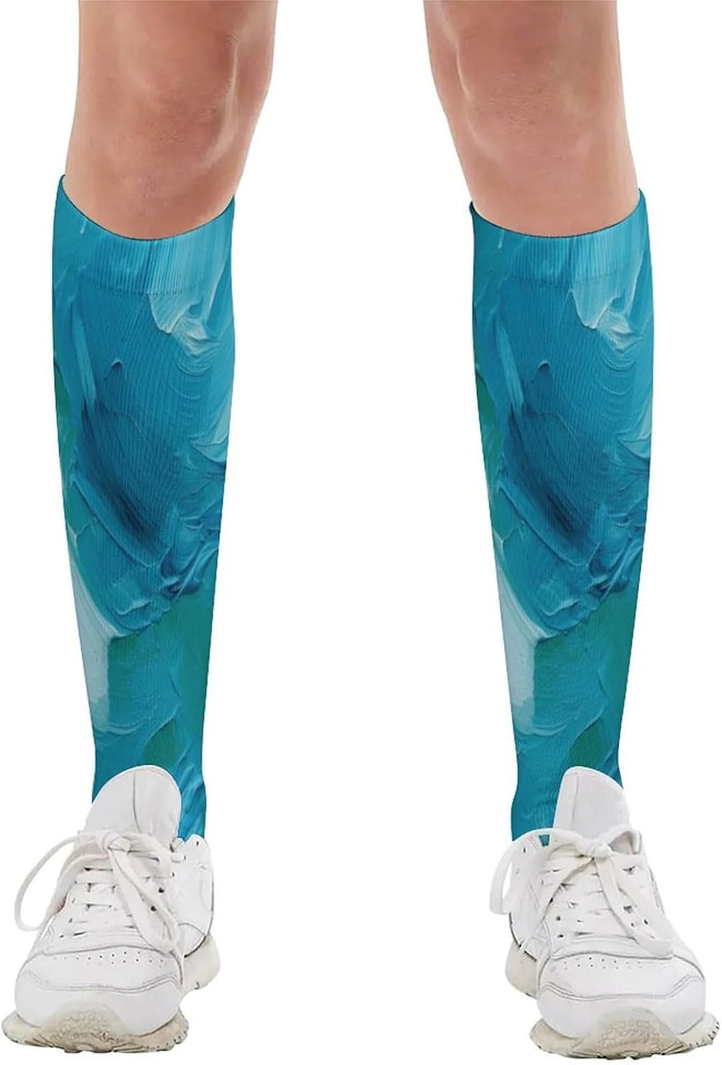 Blue Oil Paint Texture Socks Casual Athletic Long Sock Lightweight Sport Crew Sock Cozy Work Boot Socks for Hiking Sports Running Workout Gym
