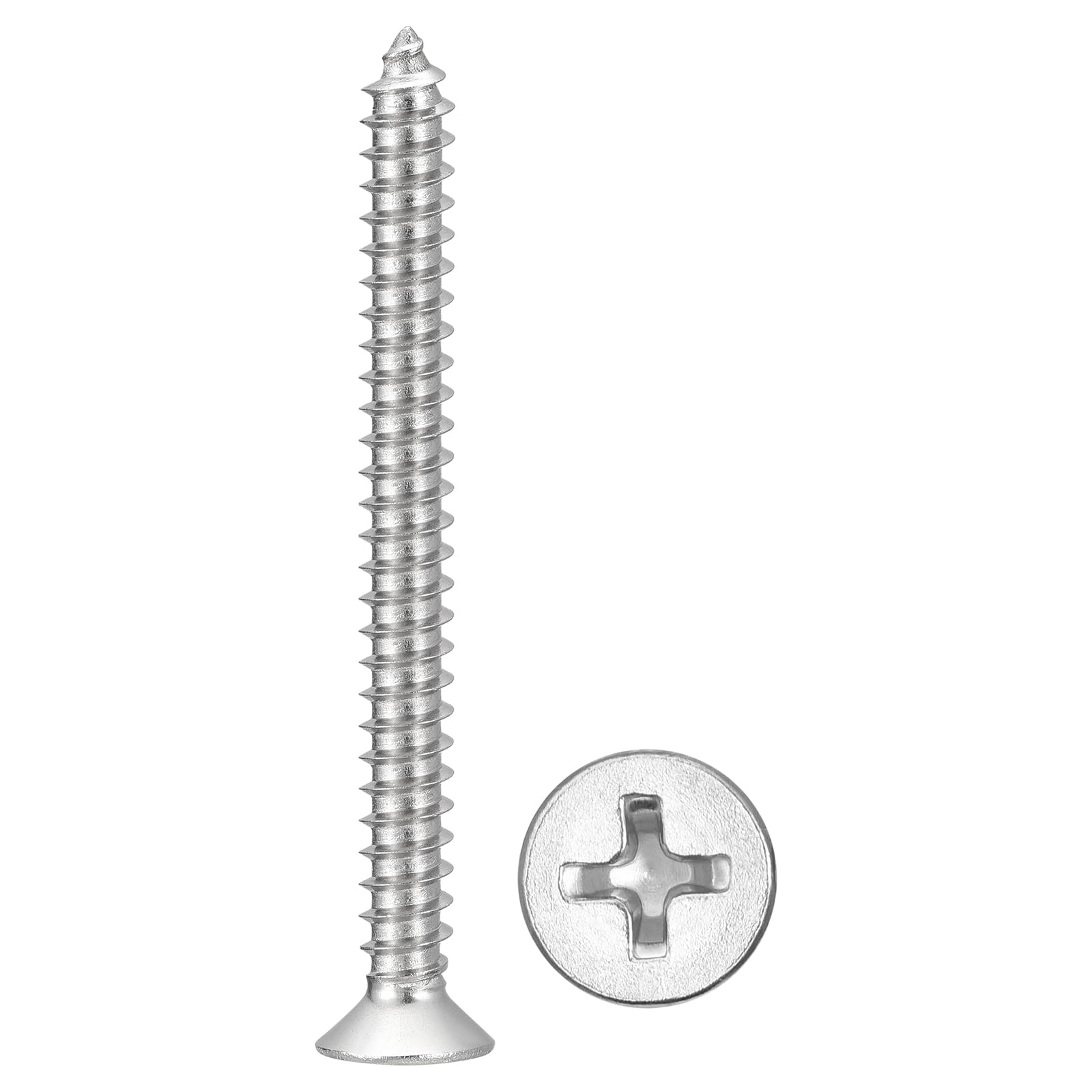 METALLIXITY Countersunk Phillips Wood Screw (#12x2-1/2") 50Pcs, 304 Stainless Steel Coarse Thread Phillips Drive Flat Head Wood Screws - for Furniture Installation Repair, Silver โ image 1
