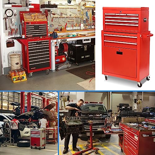 ZORZA Werkstattwagen 9 Fächer, Schubladenschrank Werkstatt, Zentral Abschließbar, Werkzeugwagen Leer, Werkzeugschrank mit Schubladen, Werkzeugschränke für schwere Werkzeuge und Geräte – Bild 8