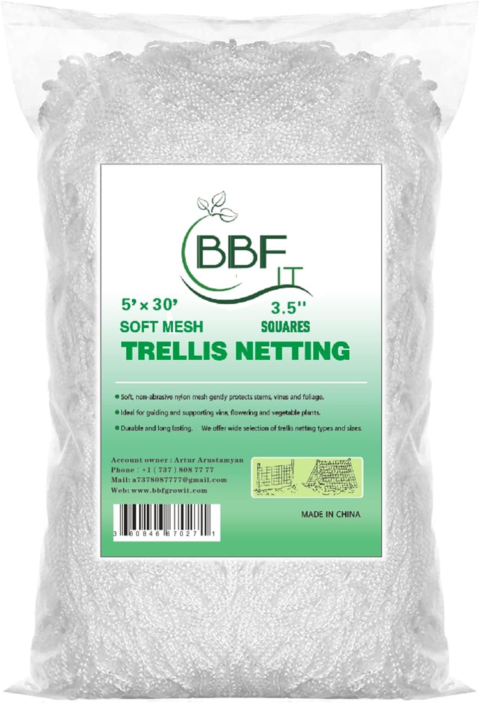 BBF IT Plant Trellis Netting 5x30 ft Polyester