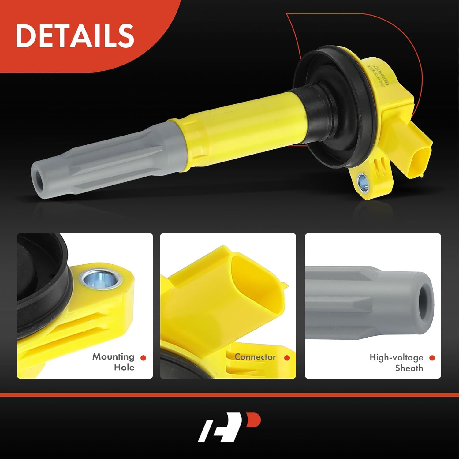 A-Premium (Yellow) Engine Ignition Coil Pack Compatible with Ford F-150 F150 2011-2016, Mustang 2011-2015, 5.0L, 8-PC Set, Replace# BR3Z12029A