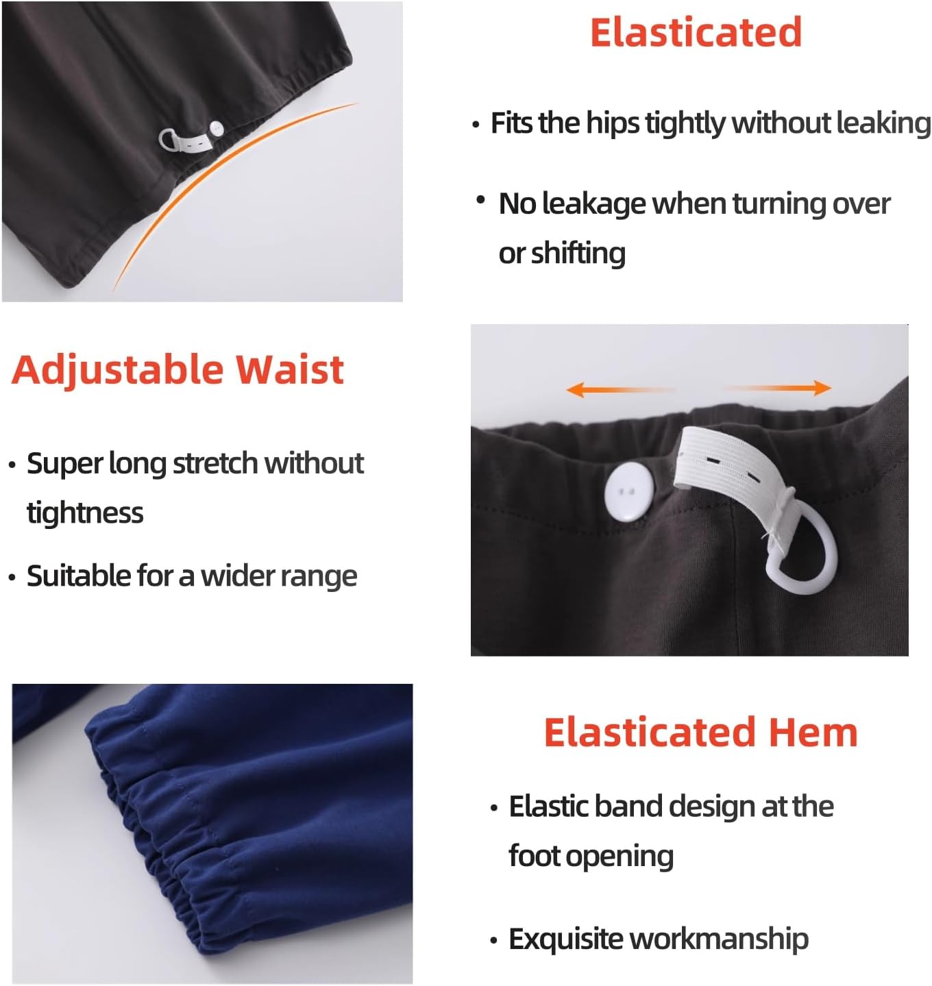 Incontinence Nursing Pants,TPU Waterproof Fabric,Suitable for Teenagers,Adults,Elderly, Bedridden Patients,Reusable Leak-Proof Pants,Grey - Image 3