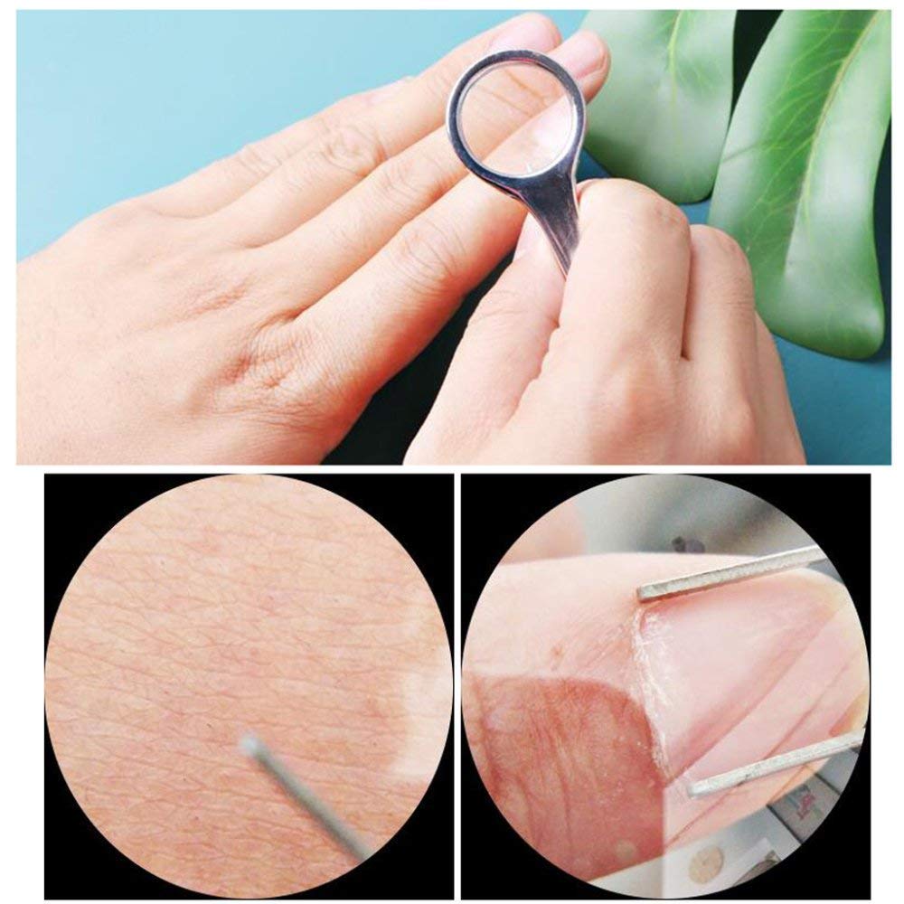 Lupa De Bolsillo 10X De Acero Inoxidable con Pinzas, Cristal para Puntos Negros, Cejas, Reparación E Inspección. Espejo Portátil.
