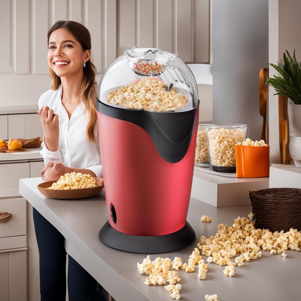 Elektryczna maszyna do popcornu o mocy 1200 W, maszyna popcornu DIY, popcorn o pojemności 2,6 l, 2-minutowe wybijanie Qucik, beztłuszczowe i zdrowe przekąski, dla dzieci, wieczory filmowe