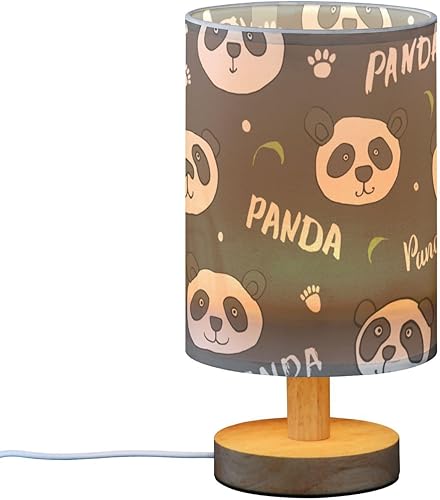 Bedside Table Lamp Bedside Table Lamps Burlap Cute Panda Bear Pattern Animals Lamp for Desk Bathroom