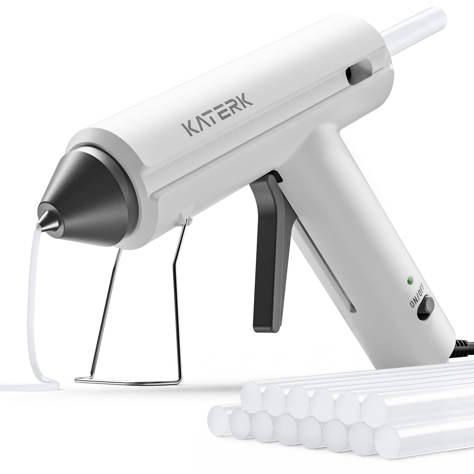 Katerk 60W Full Size Hot Glue Gun, Drip-Free 60s Fast Preheating with 15pcs