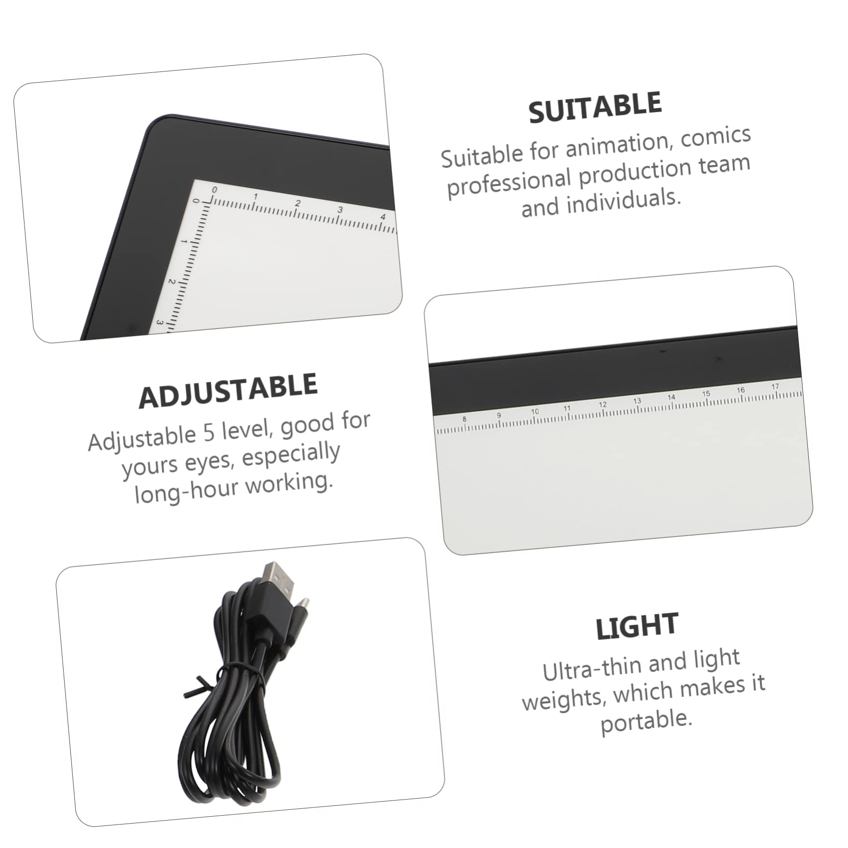 Table Lumineuse de Traçage A4 Noire, Bloc de Copie Magnétique 1pc