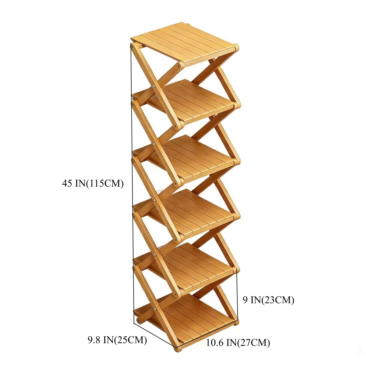 Étagère à Chaussures en Bambou - Aucun Assemblage Requis, Étagère à Chaussures Pliable Haute et Étroite Pour Gagner de la Place Dans Les Éntrées, Coins, Chambres, 6 Niveaux (Renforcée et Épaissie)