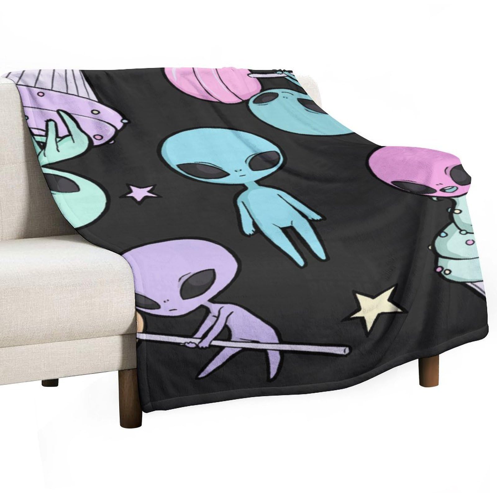 Hxwokrum Flannel Blanket, Alien Throw Blanket for Couch Sofa Bed Office, Soft And Comfortable Without Pilling