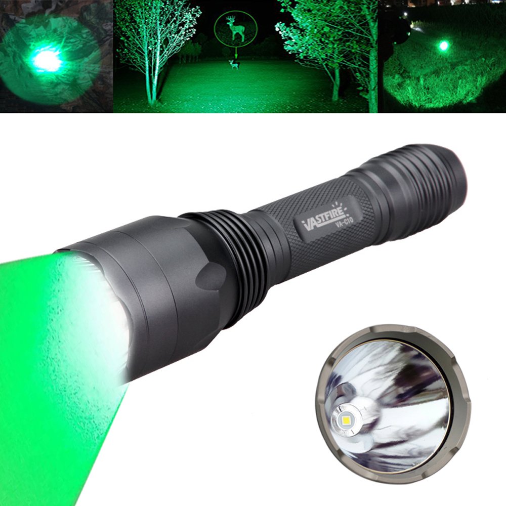 VASTFIRE350 Yard LED Green Flashlight Kit Hog Predator Long Range Night Hunting Light Dual Pressure Switch Barrel Scope Mounts (No rail Mount, No scope Mount)