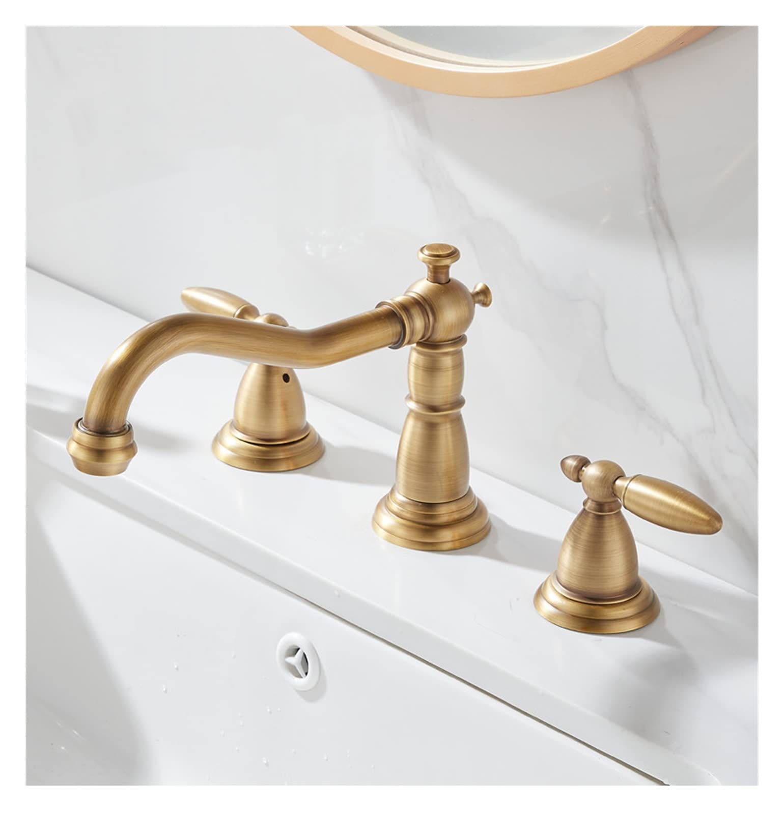 Robinet d'évier à trois trous or noir pour une salle de bain moderne et zen