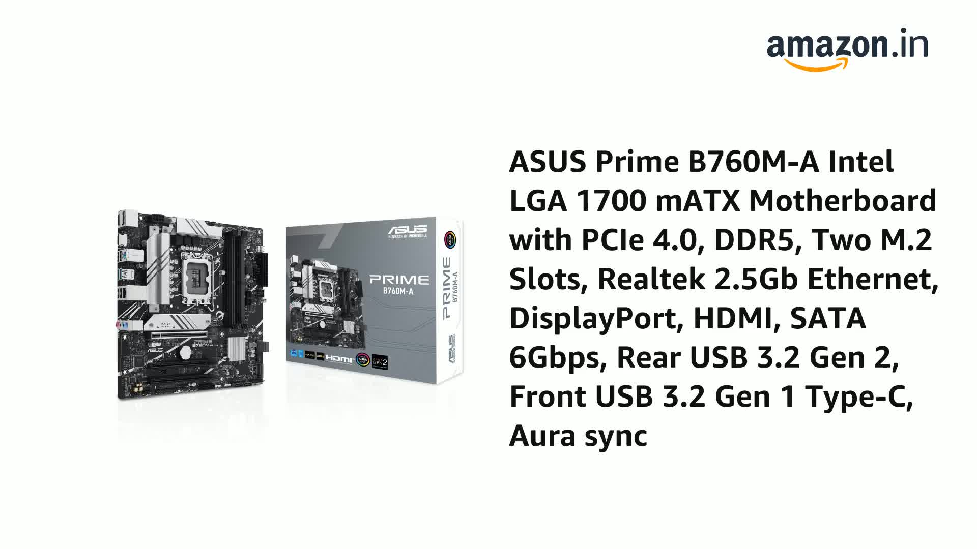 Amazon.in: Buy ASUS Prime B760M-A Intel LGA 1700 mATX Motherboard