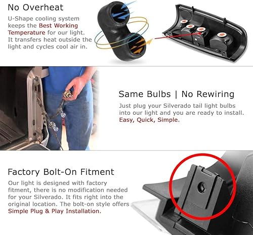 Miniatura 24 de Winjet Luces traseras para Chevy Silverado 1999 2000 2001 2002 2003 2004 2005 2006 Chevy Silverado 1500 2500 3500 [1999-2003 GMC Sierra 1999-2003]