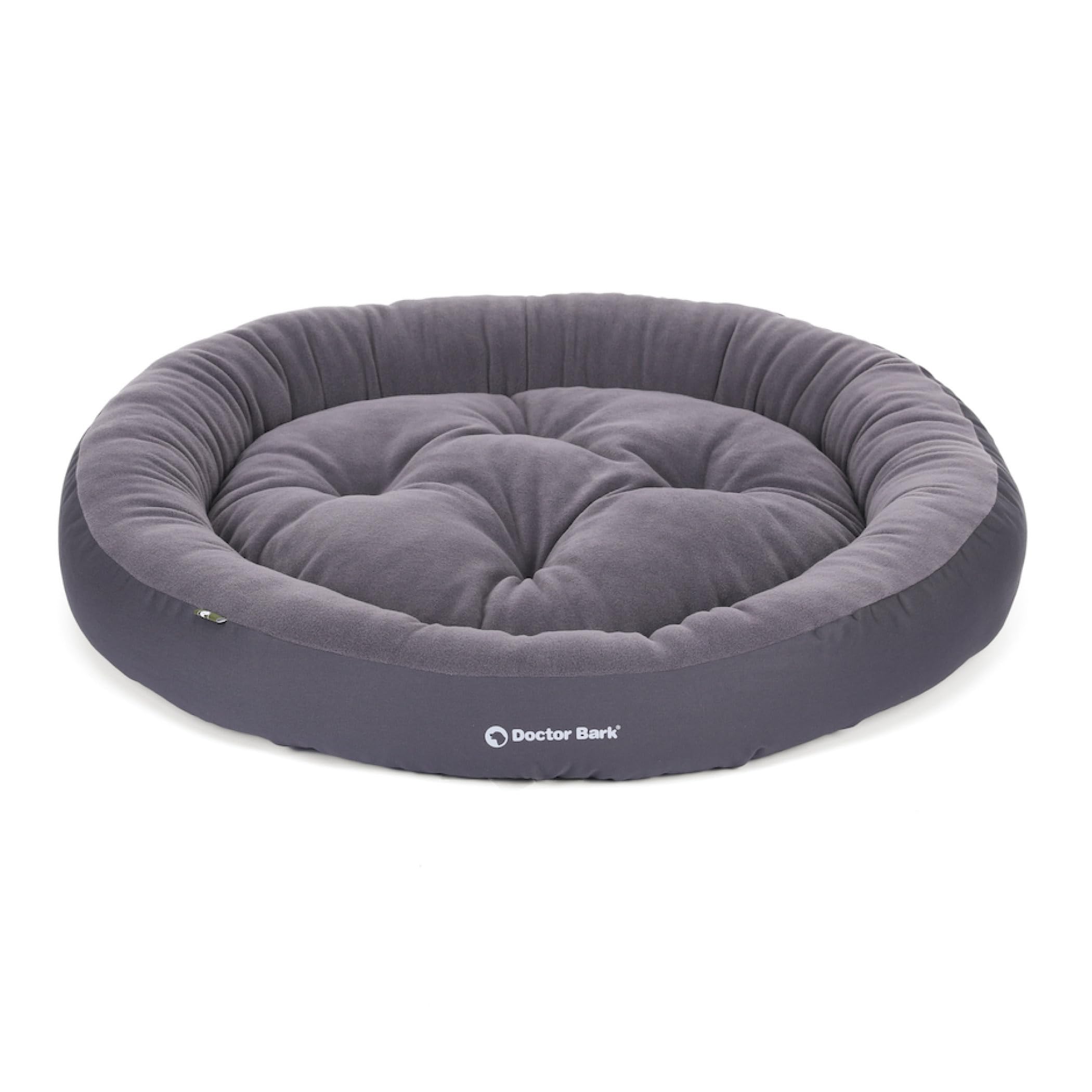 Doctor Bark Hundekorb Mittelgroße Hunde, Hundebett Weich, Rund, Flauschig - Kuscheliges Hundenest mit Wendekissen Fleece/Baumwolle - GreenLabel Hunde Bett (M - 60x50 cm, Grau)