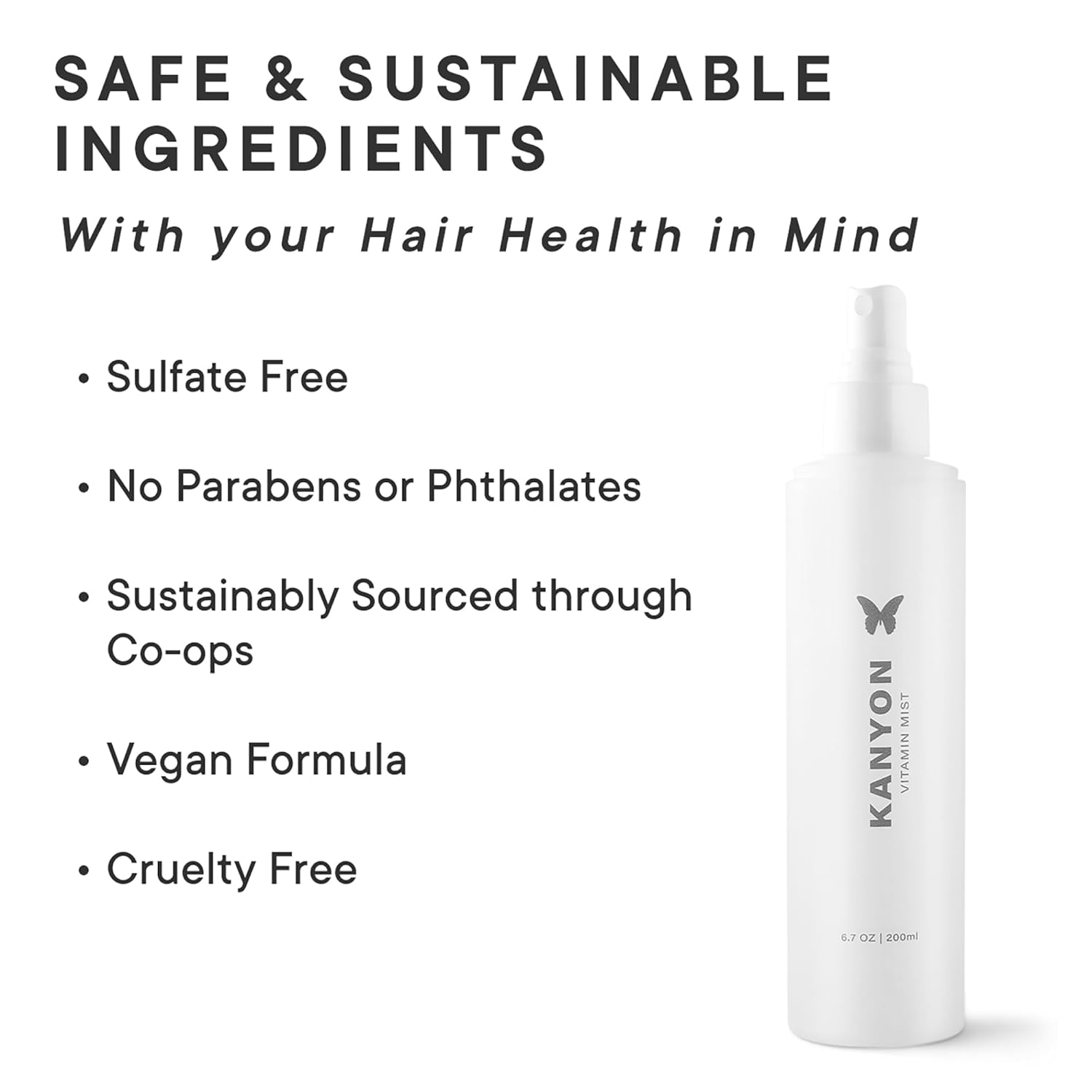 Kanyon Vitamin Mist 6.7 Oz Leave in Conditioning Spray for Hair Styling – Detangling Conditioner for Frizz, Split Ends & Flyaway Hairs – UV & Heat Protection – Vegan – USA Made